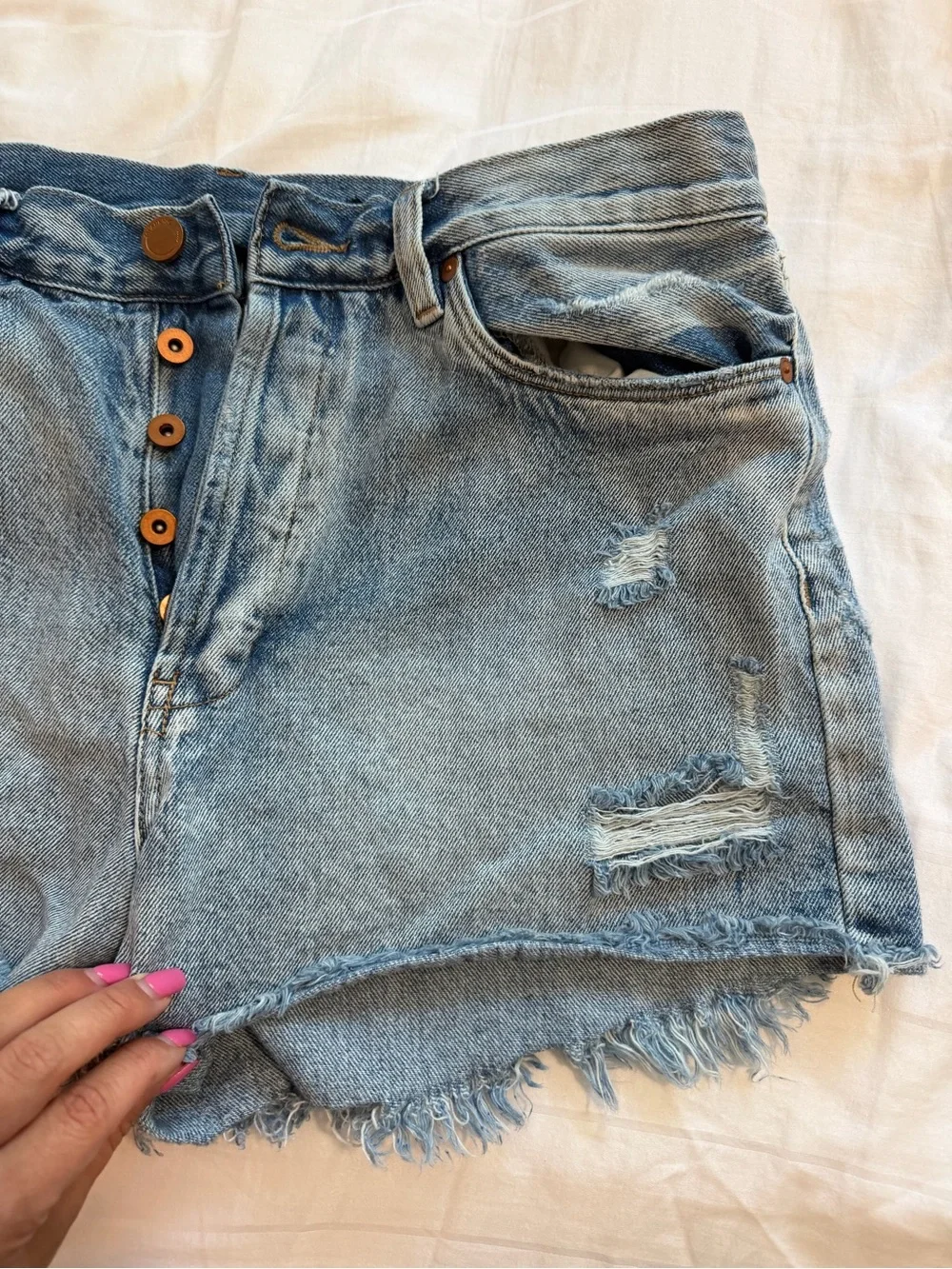 Blank NYC Light Blue Distressed Denim Shorts